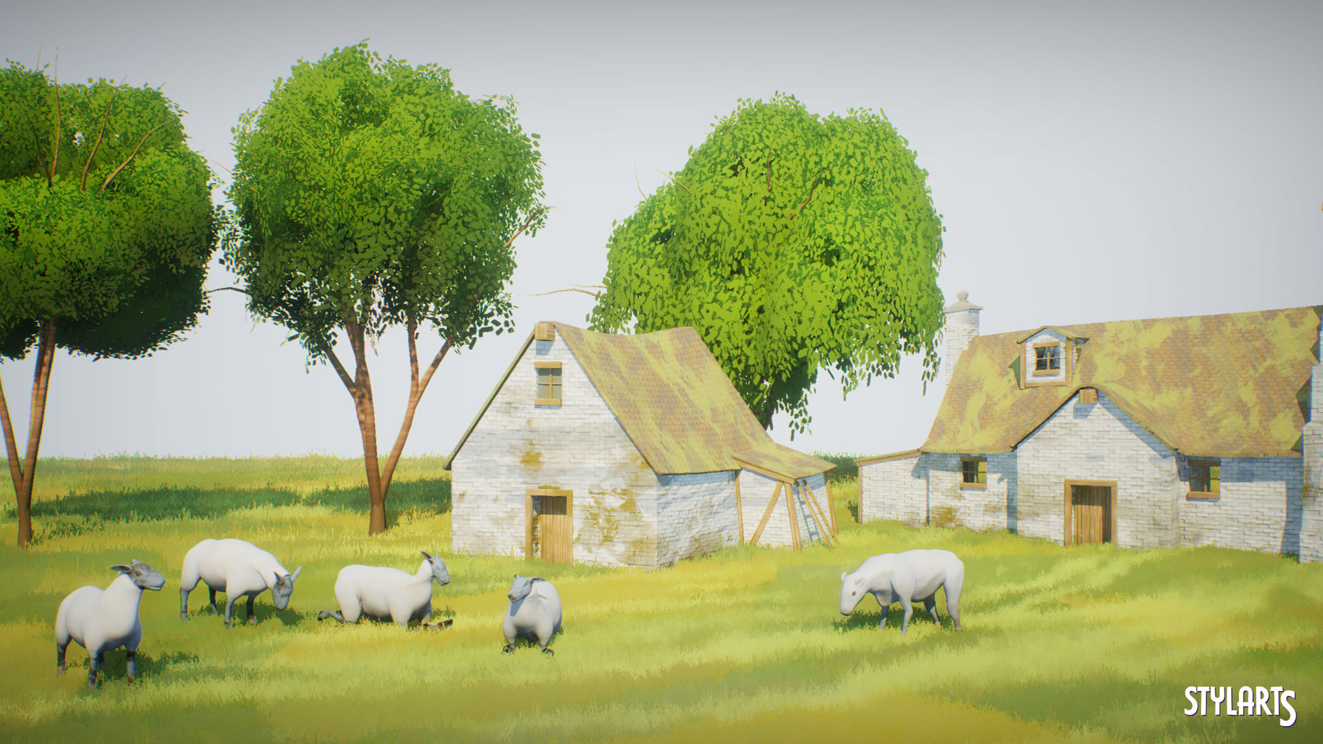 Stylized Countryside ( Stylized Stylised Country Country Side Road Lowpoly 3d )