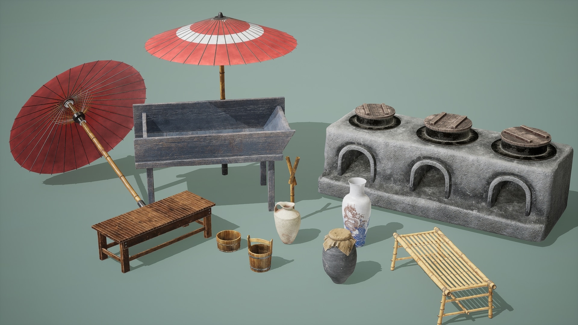 Feudal Japan Interior Props Vol1