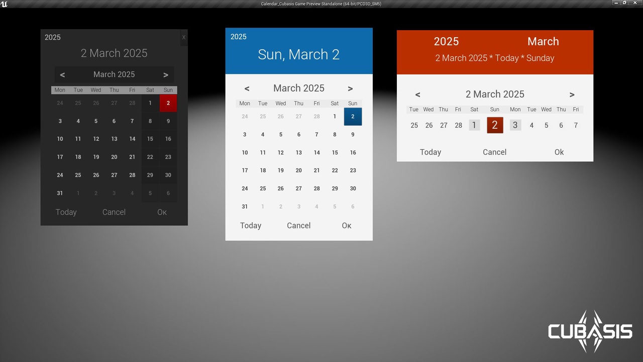 UMG Calendar. Line and full month