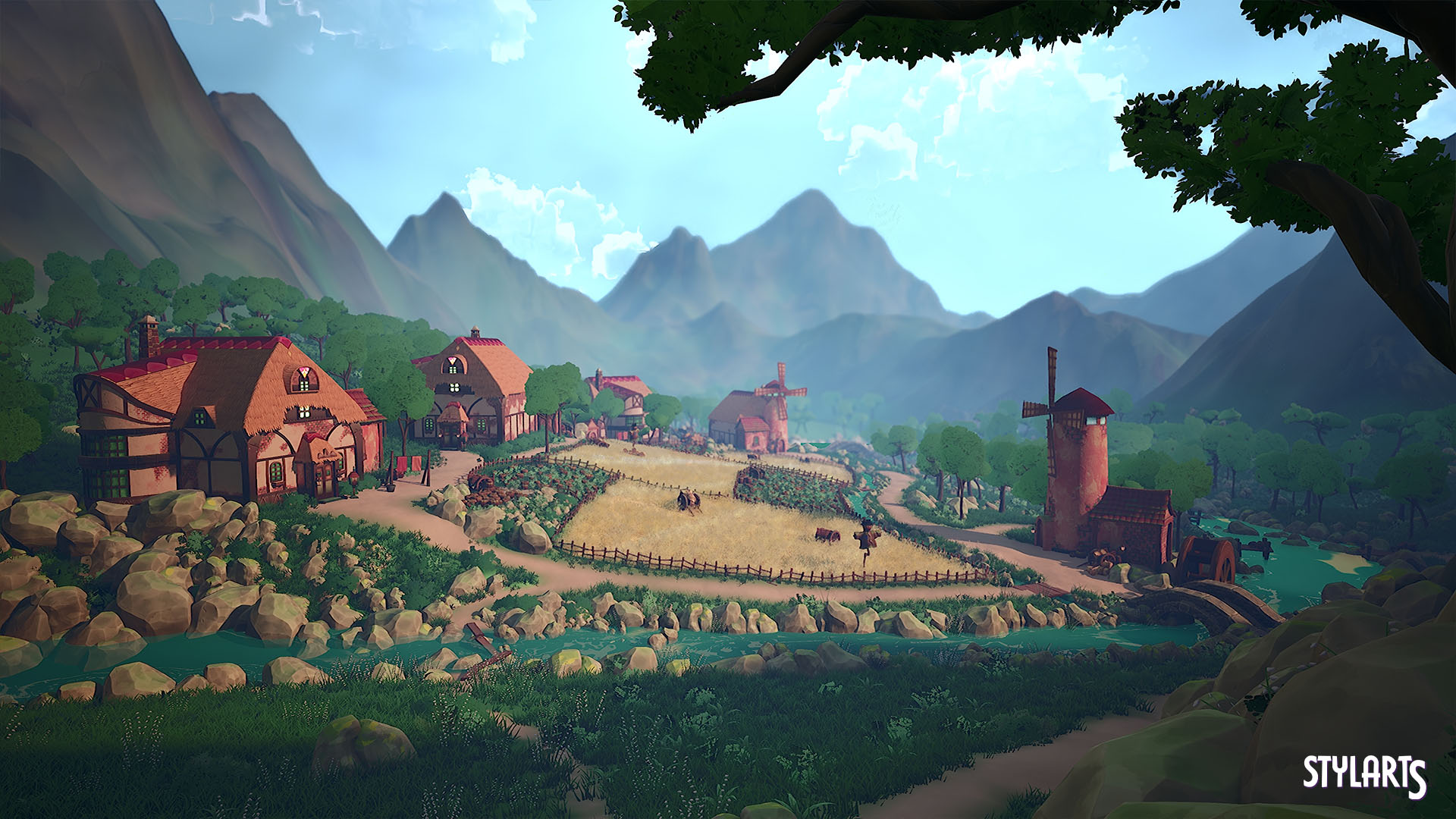 Stylized Windmill Valley Environment