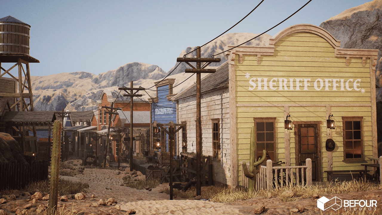 Western Desert Town w Construction Tool