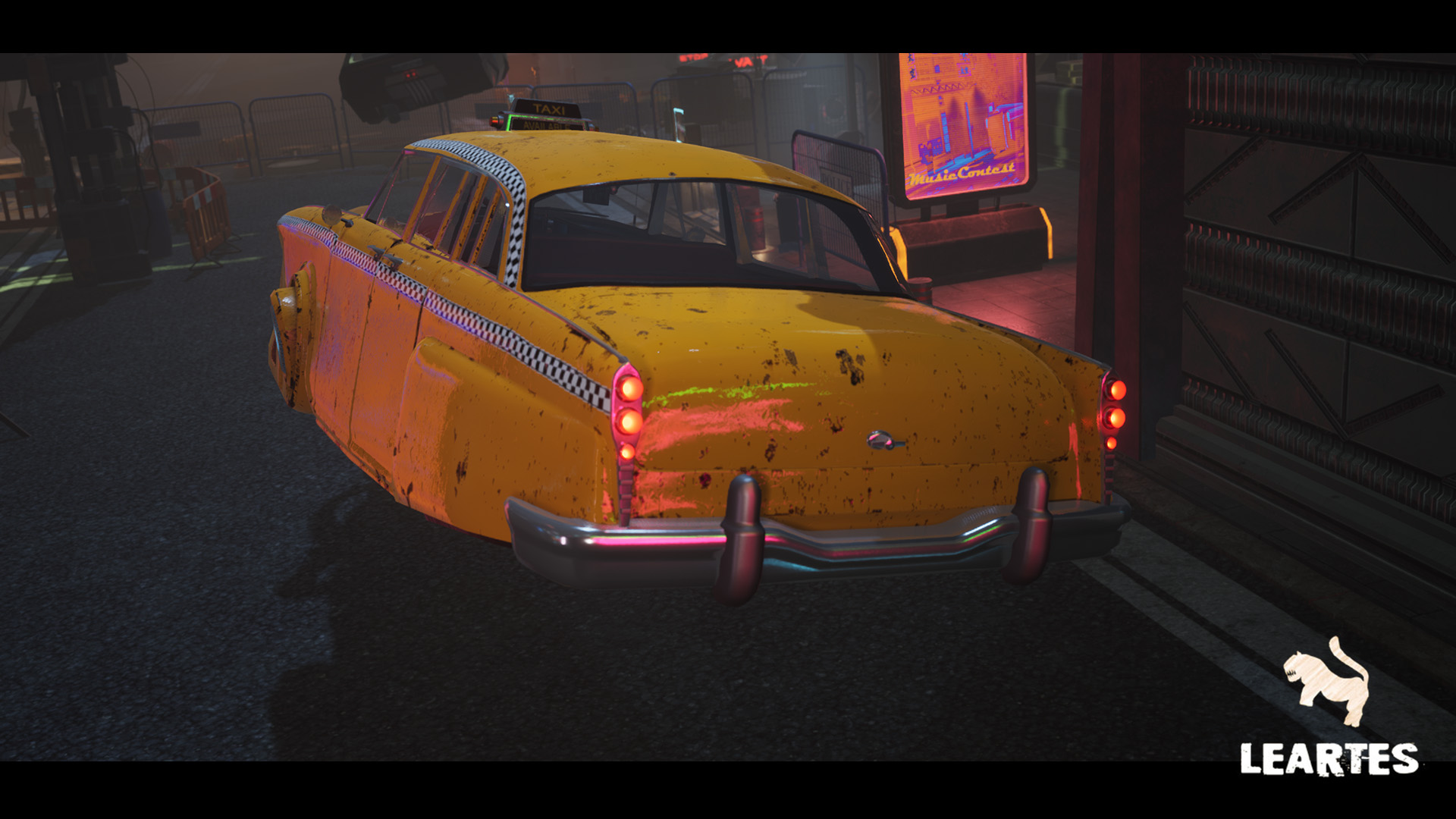 Driveable Animated Retro Cyberpunk Hover Taxi ( Retro Cyberpunk Hover Taxi )