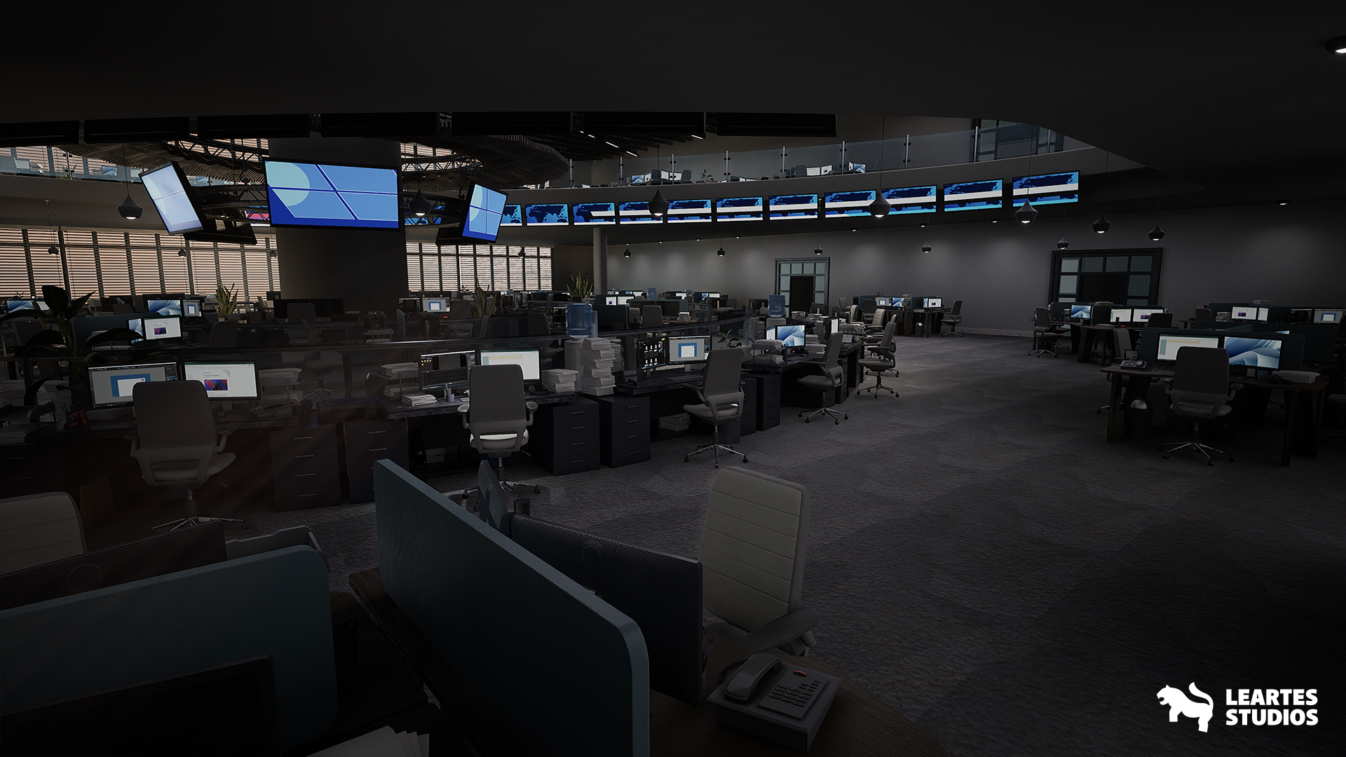 The Newsroom Environment ( Newsroom Newsroom Office News Paper Interior 3D ) 