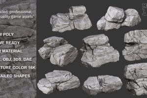Artstation-Gray Horizontal Rock Modular 221123 – Ultra HD 16K Texture  C5296