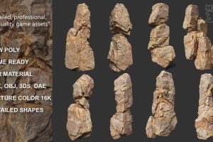 Yellow Vertical Rock Modular 221120 – Ultra HD 16K Texture C5270