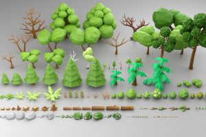 Cgtrader-Low-Poly Forest Nature Set Low-poly 3D model C4