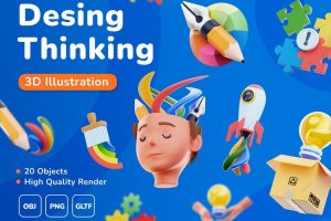 UI8-20 3D Design Thinking Icon Set   U2042