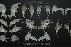 Artstation 10 Creature wings 3d models OBJ+STL+ZTL+FBX C8