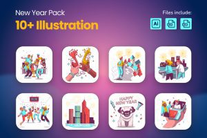 UI8-New Year Illustration Pack  U2021