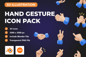 UI8 – Hand Gesture 3D Icon Pack U1068