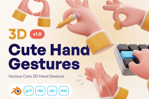 UI8 –   Handflufy – Cute 3D Hand Gesture U1069