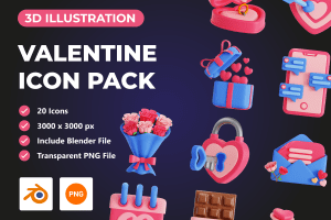 UI8 – Valentine 3D Icon Pack U1098