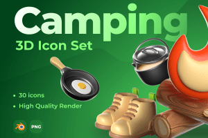 UI8 – 3D Icon Set — Camping and Travel U1108