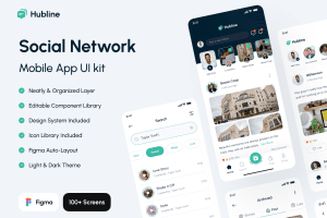 UI8 – Hubline – Social Network Mobile App UI Kit U1145