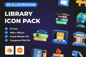 UI8 – Library 3D Icon Pack U1152