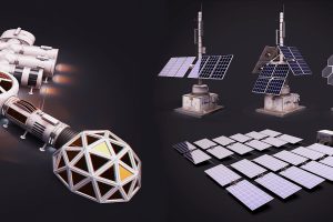 Artstation-Space Craft Solar Panels Mars Colony Spaceship Collection Pack Low-poly 3D model C5322