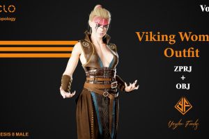 Artstation-Viking Woman Outfit – MD/CLO3D Projects +OBJ + PBR Textures  C5330