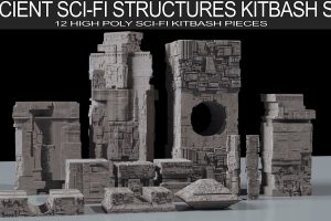 cgtrader – Ancient Sci-Fi Kitbash 3D Assets 3D model C5408