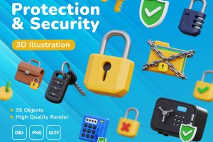 UI8 – Protection & Security 3D Icon Set U1087