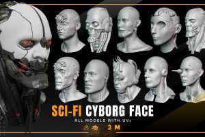 Artstation – Sci fi Cyborg Face Models  C5416