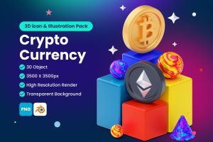 UI8 – Cryptocurrency 3D Illustration Pack U1125