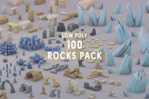 cgtrader – 3D Low Poly 100 Rocks Low-poly 3D model C5436