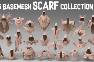 Artstation – 25 basemesh scarf collection 3  C5445