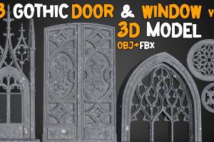 Artstation – 23 Gothic Door & Window 3D Model – Vol 1  C5450