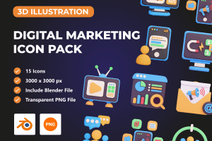UI8 –  Digital Marketing 3D Icon Pack U1045