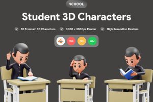 UI8 – Student Character 3D Illustration U1312