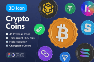 UI8 – Crypto Coins: 3D Icon Set U1353