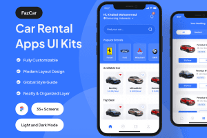UI8 – FazCar – Car Rental App UI Kit U1366