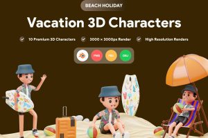 UI8 – Vacation 3D Character Illustration U1318