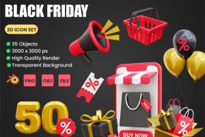 UI8 – Black Friday 3D Icon Illustrations U1345