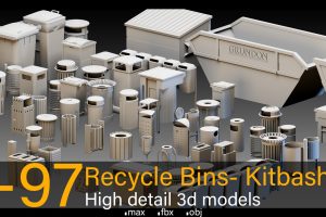 Artstation – +97 Recycle Bins- High detail 3d models C5455