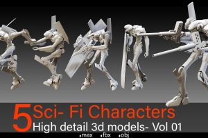 Artstation – 5 Sci- Fi Characters- Vol 01- High detail 3d models C5456