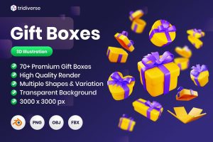 UI8 – Gift Boxes – 3D Illustration U1379