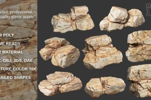 Artstation – Yellow Horizontal Rock Modular 221123 – Ultra HD 16K Texture C5483