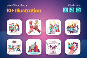 UI8 – New Year Illustration Pack U1287