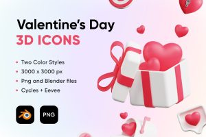 UI8 – Love and Valentines Day 3d Icons Pack U1269