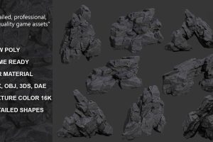 Artstation – Low Poly Black Rock Formation 221219 – Ultra HD 16K Texture   C5530