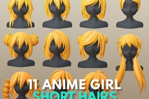 Artstation– Character – 11 Anime Girl Short Hairs Collection C5539