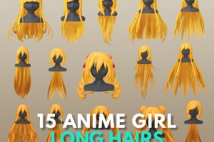 Artstation– Character – 15 Anime Girl Long Hairs Collection C5539