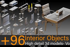 Artstation – +96 Interior Objects- Vol 01- High detail 3d models C5593