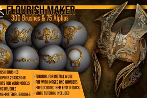 Artstation – Flourish Maker 300 ZBrush Brushes And 75 Alphas C5599
