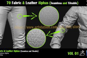 Artstation – 70 Fabric & Leather Alphas (Seamless and Tileable) C5602