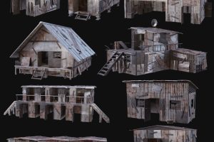 Artstation – SHELTER POST APO HOUSE HUT IMPROVISED PLATE DEBRIS SURVIVAL AAA C5585