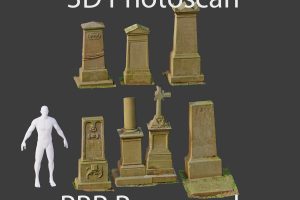 cgtrader – PBR 8x Gravestones Old Scanned Processed Set BIG Low-poly 3D model C5586