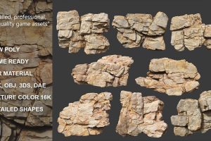 artstation – Low Poly Yellow Cliff Face 221208 – Ultra HD 16K Texture C5588