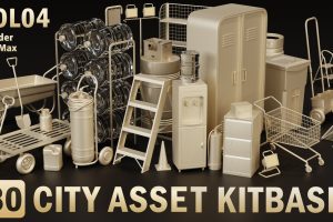 80 City Asset Kitbash Low-poly 3D model C5607